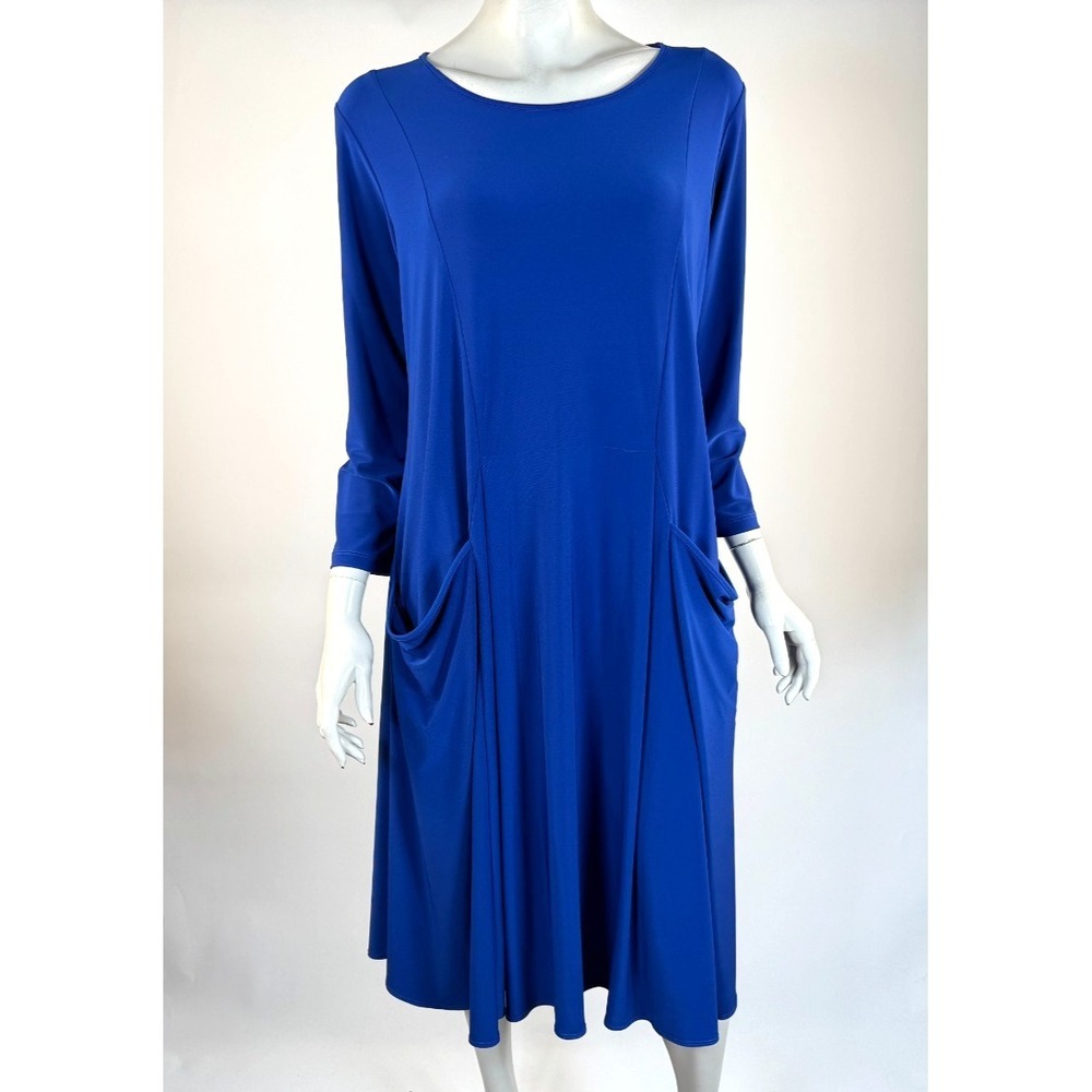 Comfy USA Tunic Dress Women XL EUC Scoop neck Pockets Stretch 3/4 Sleeve SK333